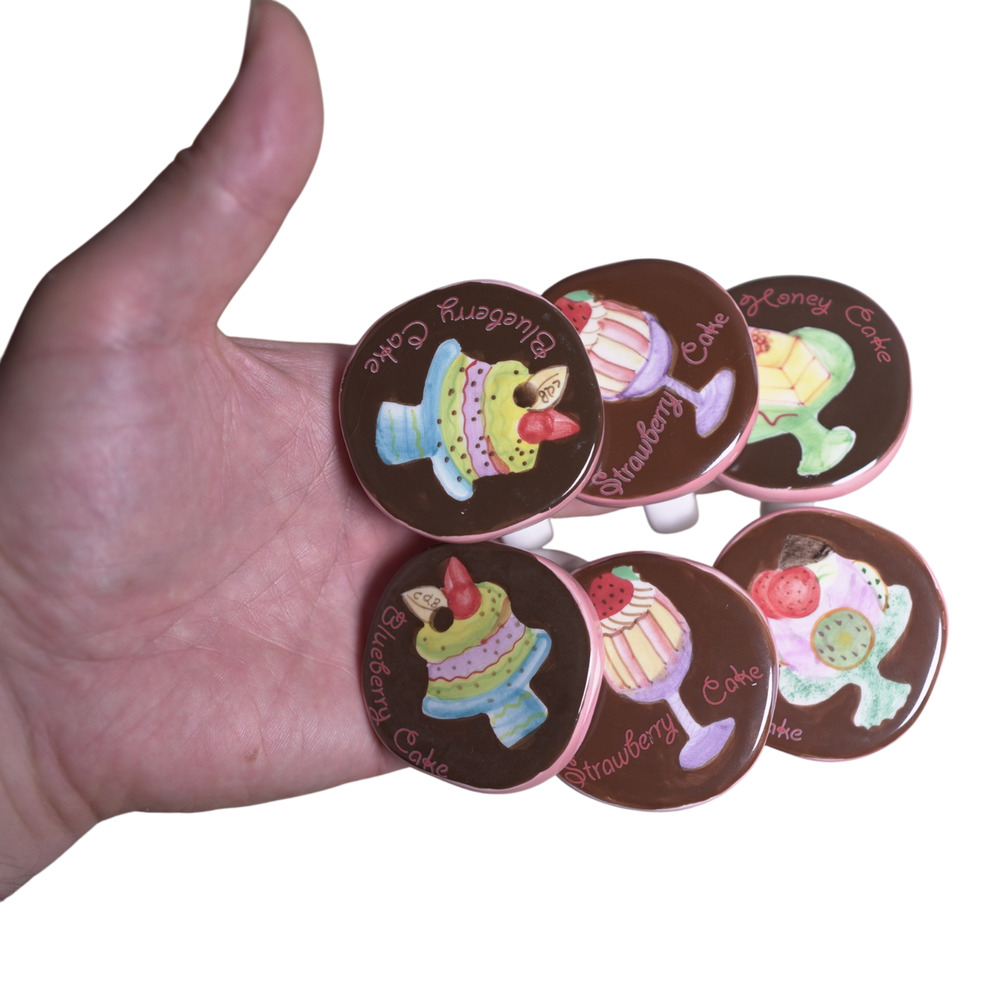 Vintage Pastel Dessert Ceramic Napkin Rings Set of 6